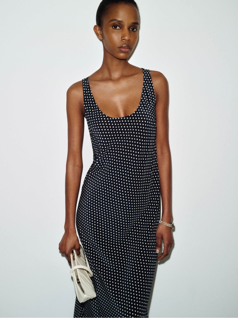 Reformation Mayci Polka Dot Scoop-Neck Maxi Dress